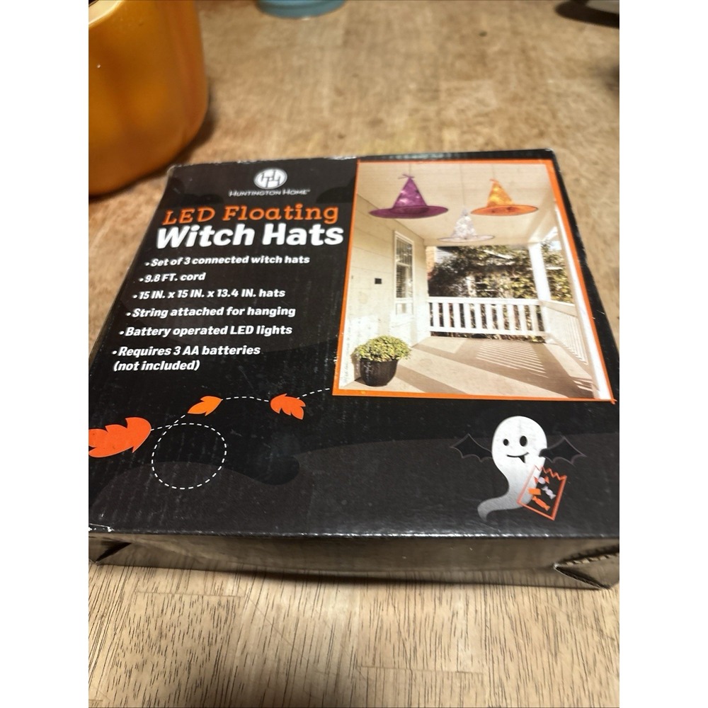 NEW Huntington Home Aldi LED Floating Witch Hats Halloween Spooky Set 3 Retired